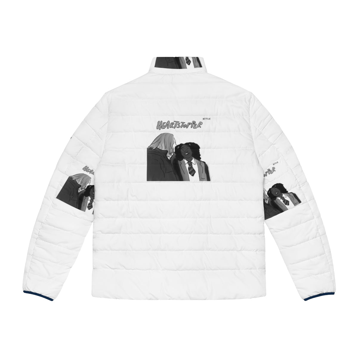 Heartstopper Tara and Darcy puffer jacket featuring the characters from the Netflix series - Back