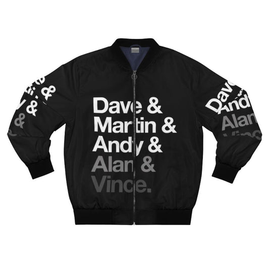 Depeche Mode inspired bomber jacket featuring the band's logo and retro synth-pop design