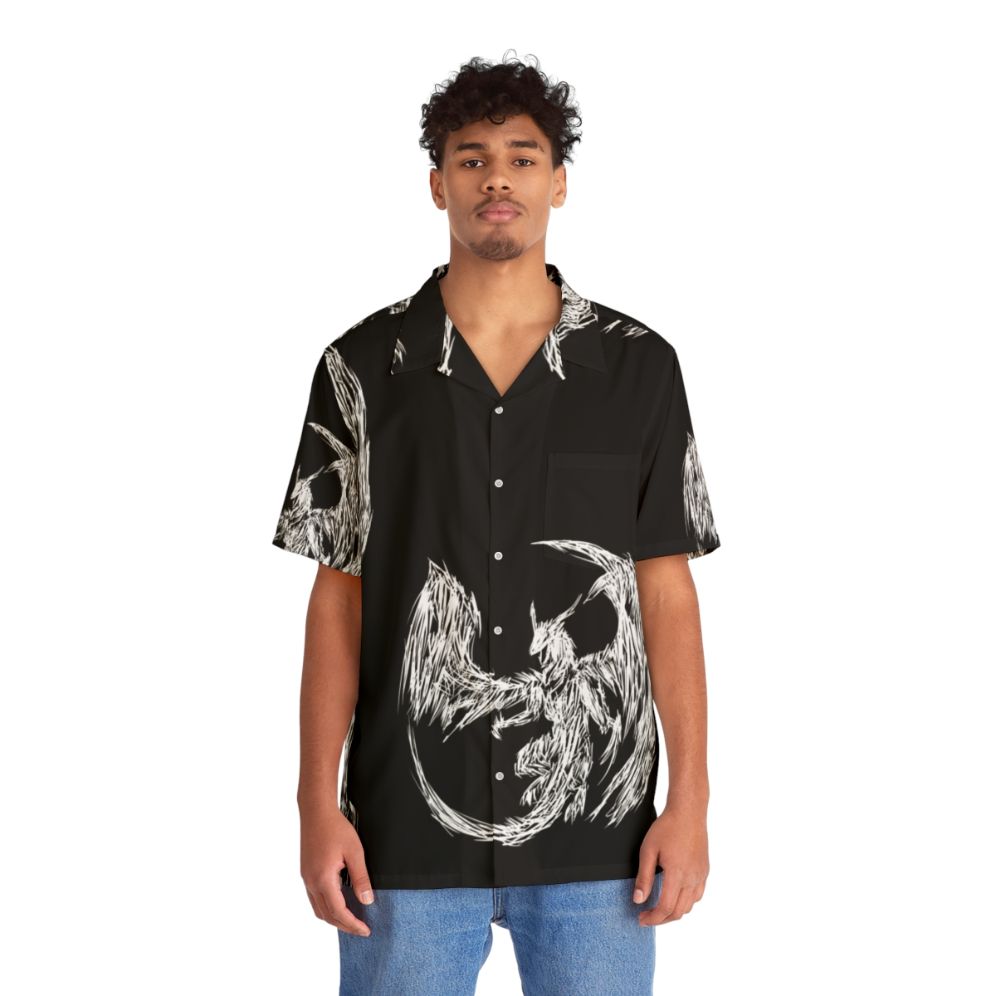 Mystic White Lightning Dragon Hawaiian Shirt - People Front