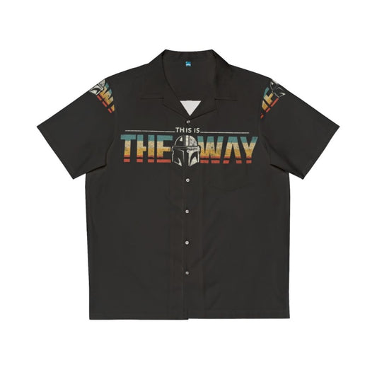 Bounty hunter wearing a "This Is The Way" Hawaiian shirt