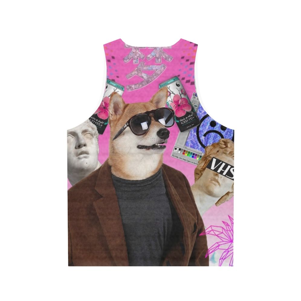 Vaporwave Dog Unisex Tank Top - Back