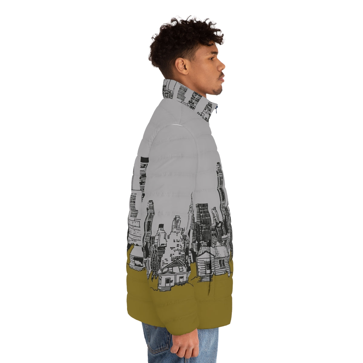 Joni Mitchell inspired puffer jacket with blank design - men side right