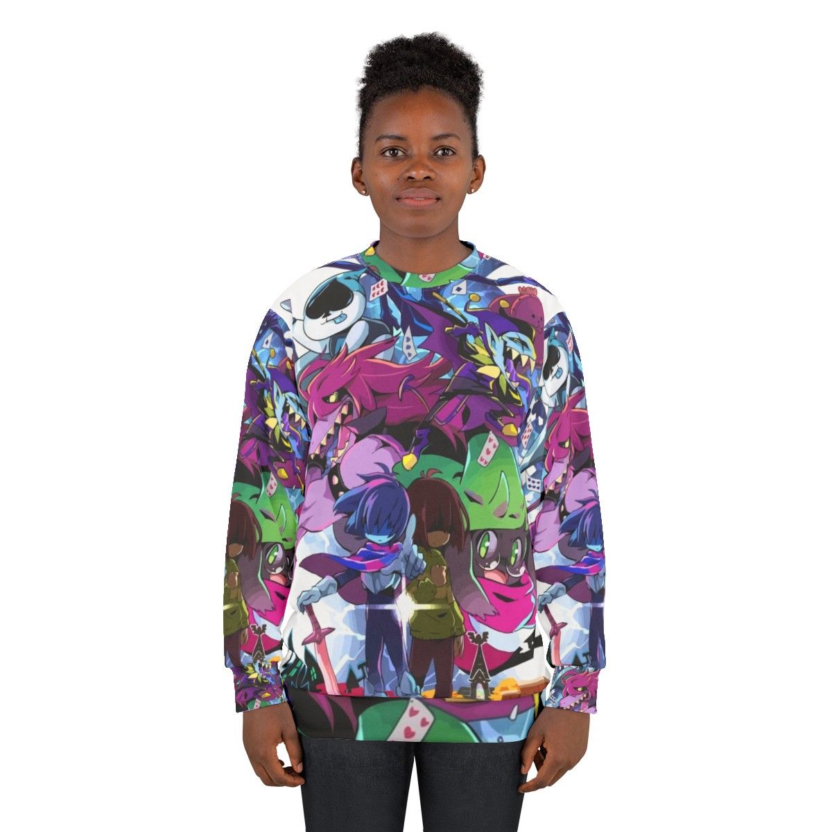 Deltarune Adventure Sweatshirt with minimalist character designs - women