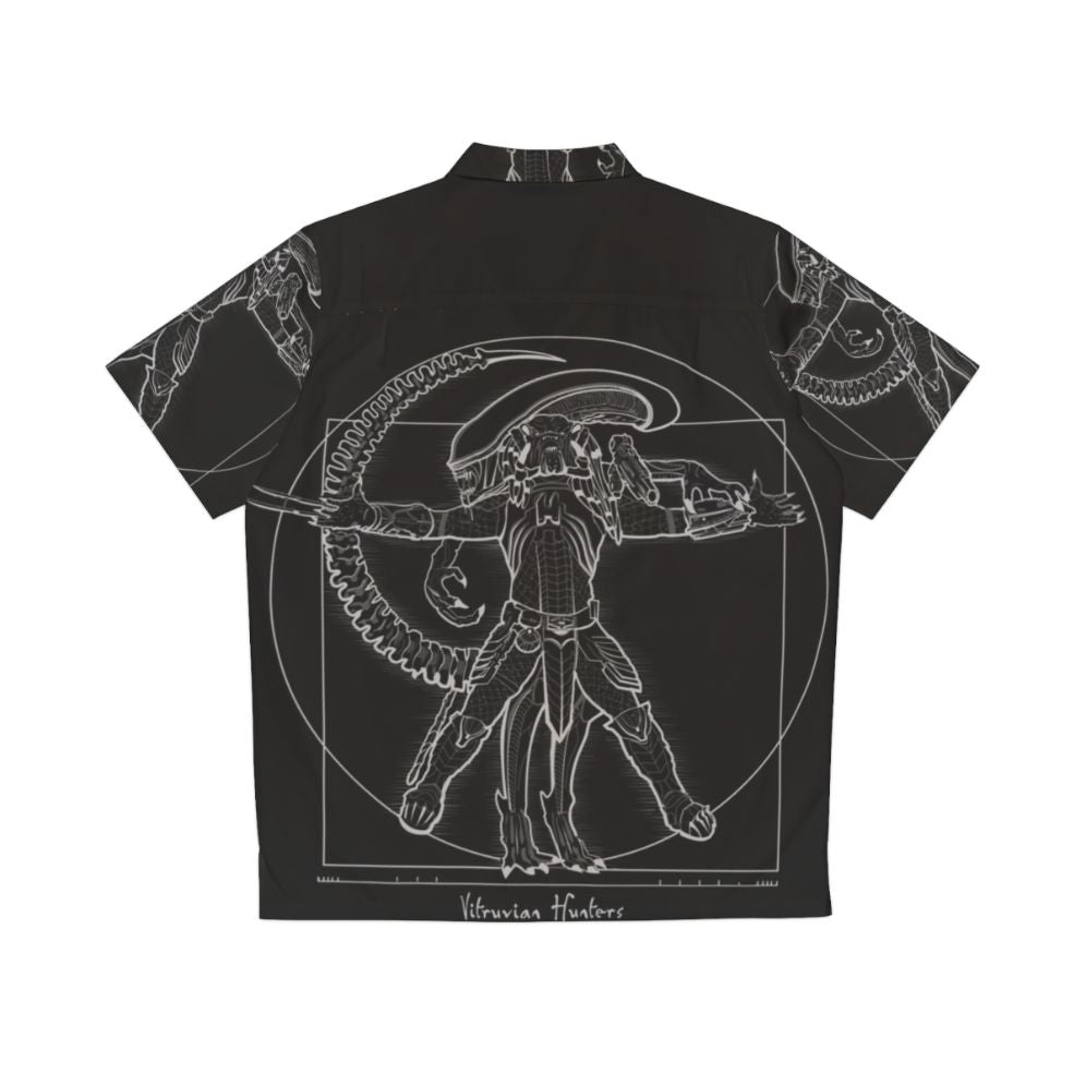 Vitruvian Hunters Negative Hawaiian Shirt featuring sci-fi and horror elements - Back