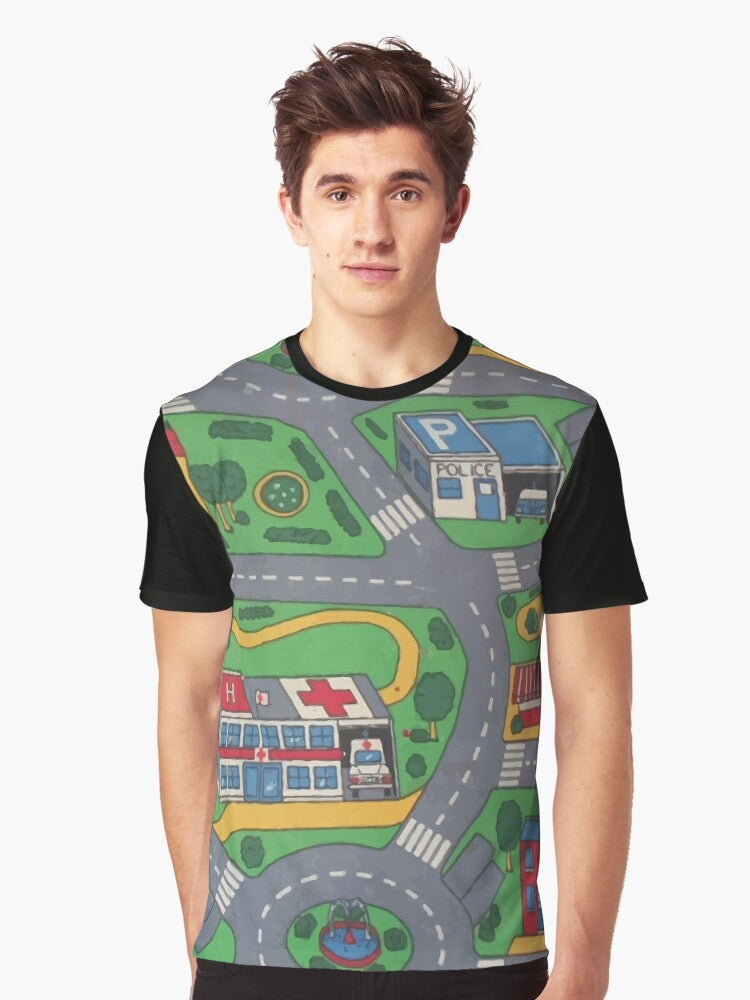 Playmat graphic t-shirt featuring a nostalgic childhood design - Men