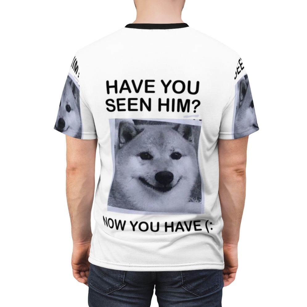 Cute Shiba Inu puppy in "Have You Seen Him" meme-style design - men back