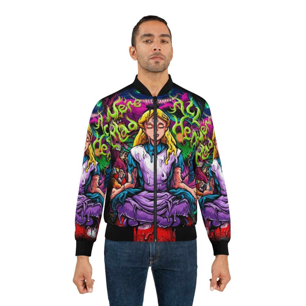 Colorful Alice in Wonderland inspired bomber jacket with psychedelic patterns - Lifestyle