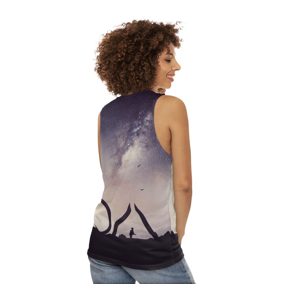 The Oa Unisex Tank Top featuring the 5 movements - women back