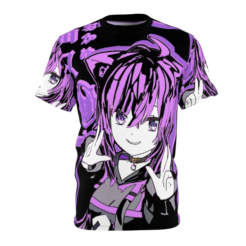 Hololive Gamers Nekomata Okayu anime-style virtual youtuber character t-shirt