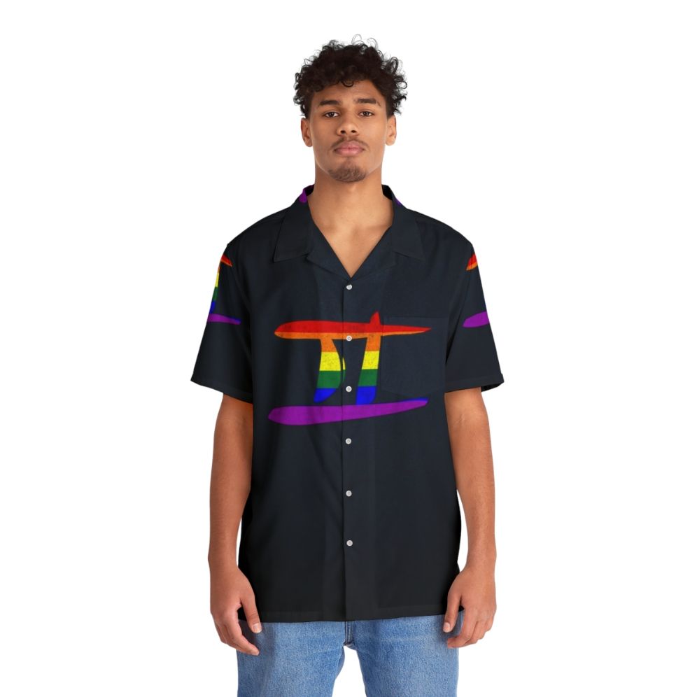 Colorful LGBT gay pride flag Gemini zodiac sign Hawaiian shirt - People Front