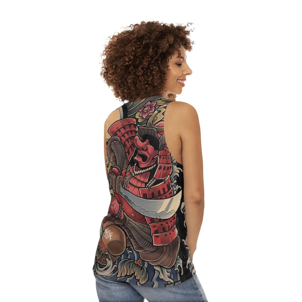 Samurai Tank Top featuring the Drunken Oni Warrior design - women back