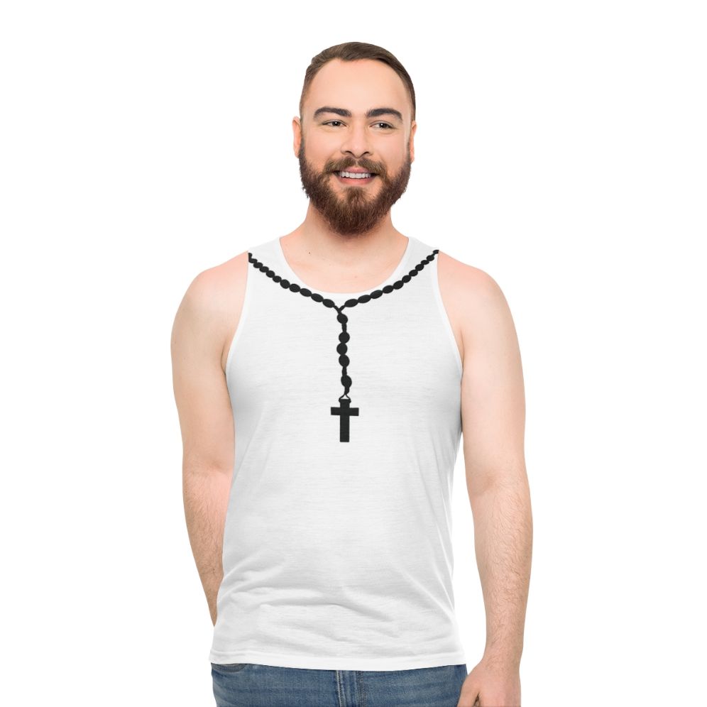 Black Rosary Beads Unisex Tank Top - men