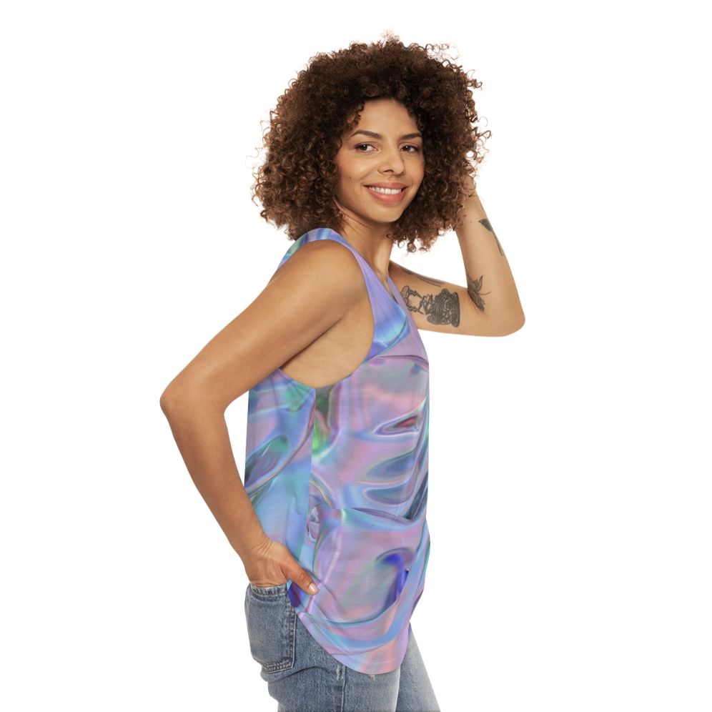 Holographic unisex abstract graphic design tank top - women side