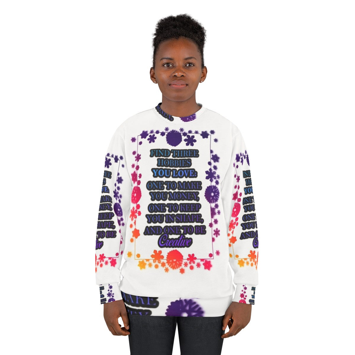 Hobbies Sweatshirt with Motivational Design - women