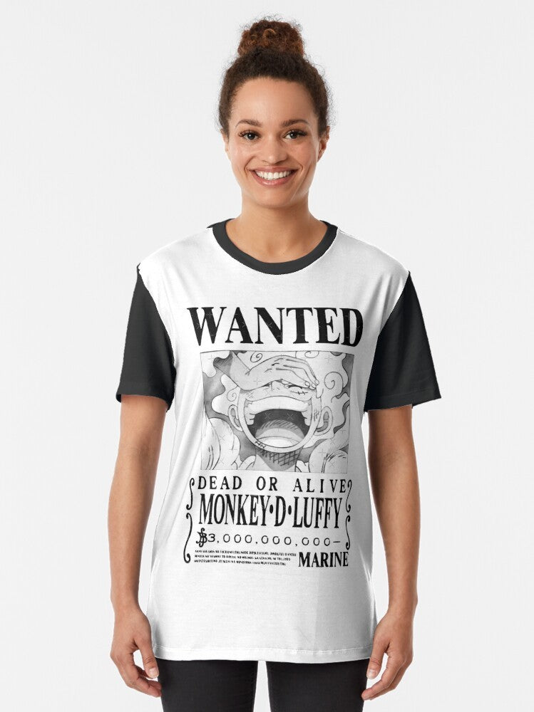 Gear 5 Luffy Wanted Bounty Graphic T-Shirt for One Piece Fans - Women