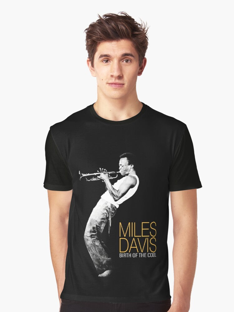 Vintage-style graphic t-shirt featuring a Miles Davis trumpet art design for music and jazz lovers - Men