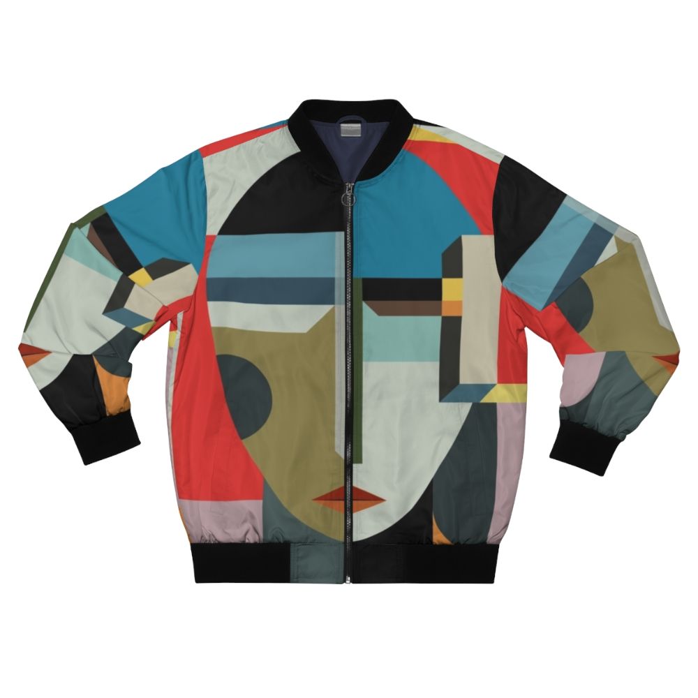 Abstract, surreal, and modernist-inspired bomber jacket for the avant-garde woman