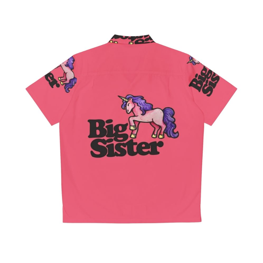 Big Sister Hawaiian Shirt with Unicorn and Tropical Animal Print - Back