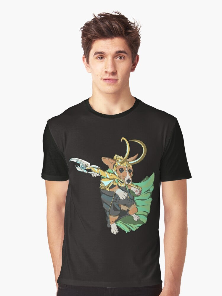 Adorable Loki Corgi of Asgard graphic illustration on a t-shirt - Men