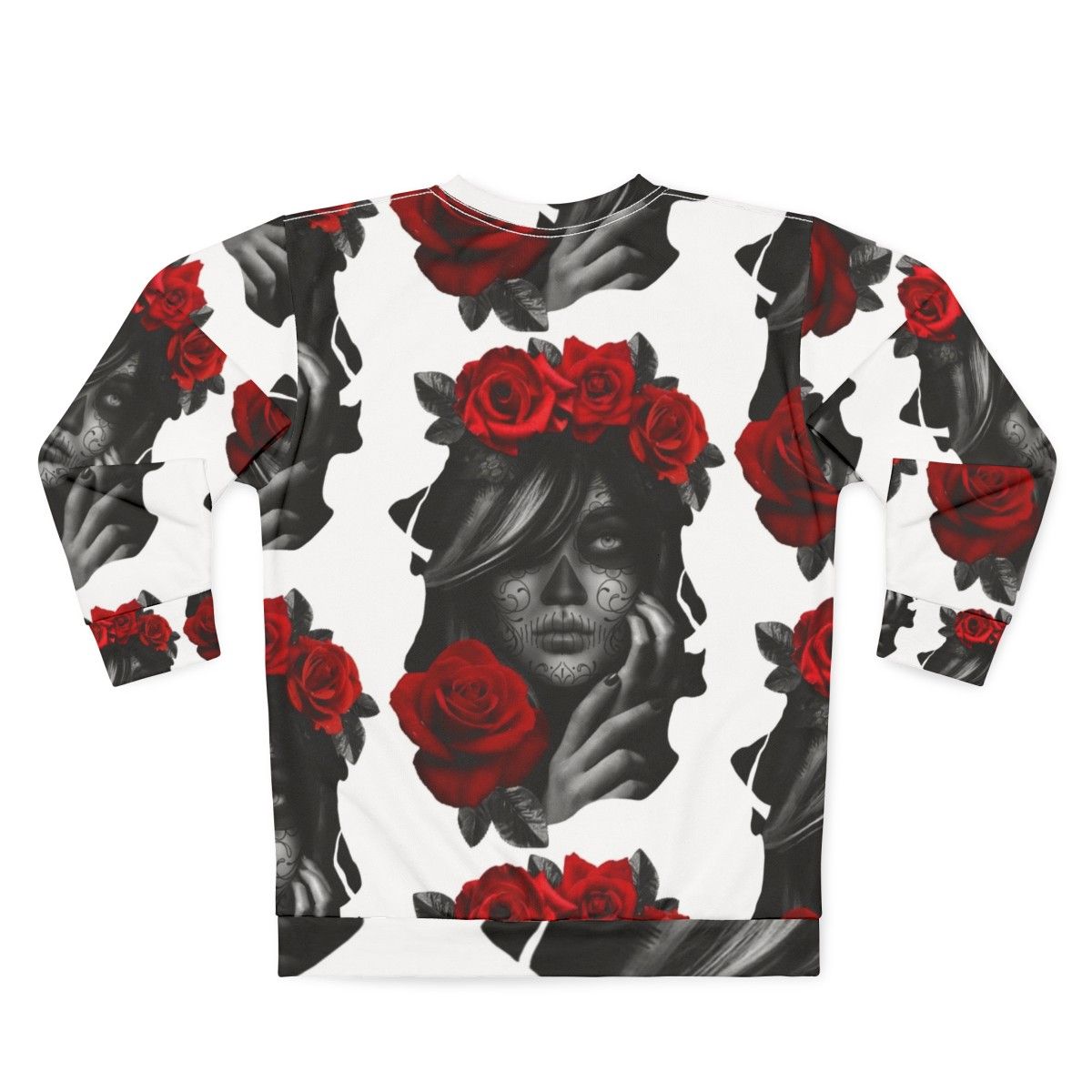 Women's Day of the Dead Sugar Skull Gothic Sweatshirt - Back