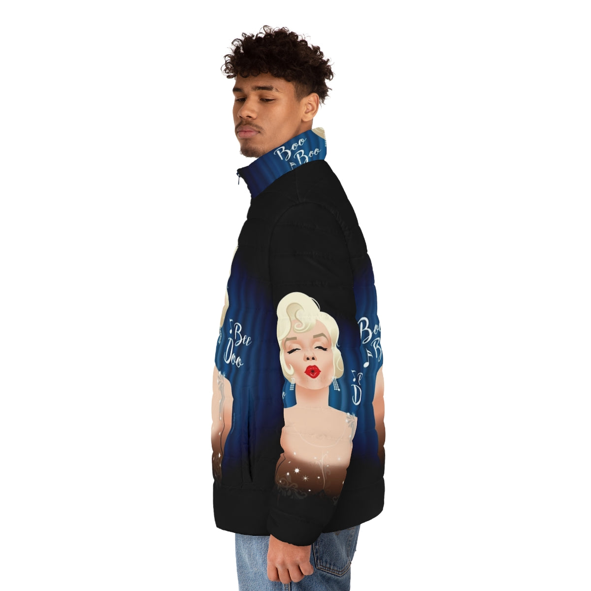 Sugar Puffer Jacket featuring Marilyn Monroe's iconic Hollywood glamour - men side left