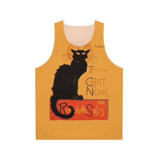 Unisex tank top with vintage "Le Chat Noir" art print