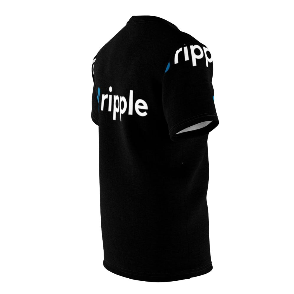 Ripple XRP cryptocurrency-inspired t-shirt design with blockchain logo - men right