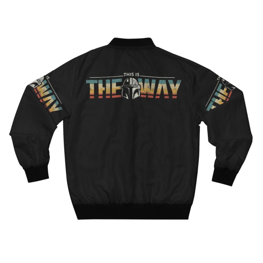 A stylish bomber jacket featuring the "This is the Way" quote and design elements from the Star Wars Mandalorian series. - Back