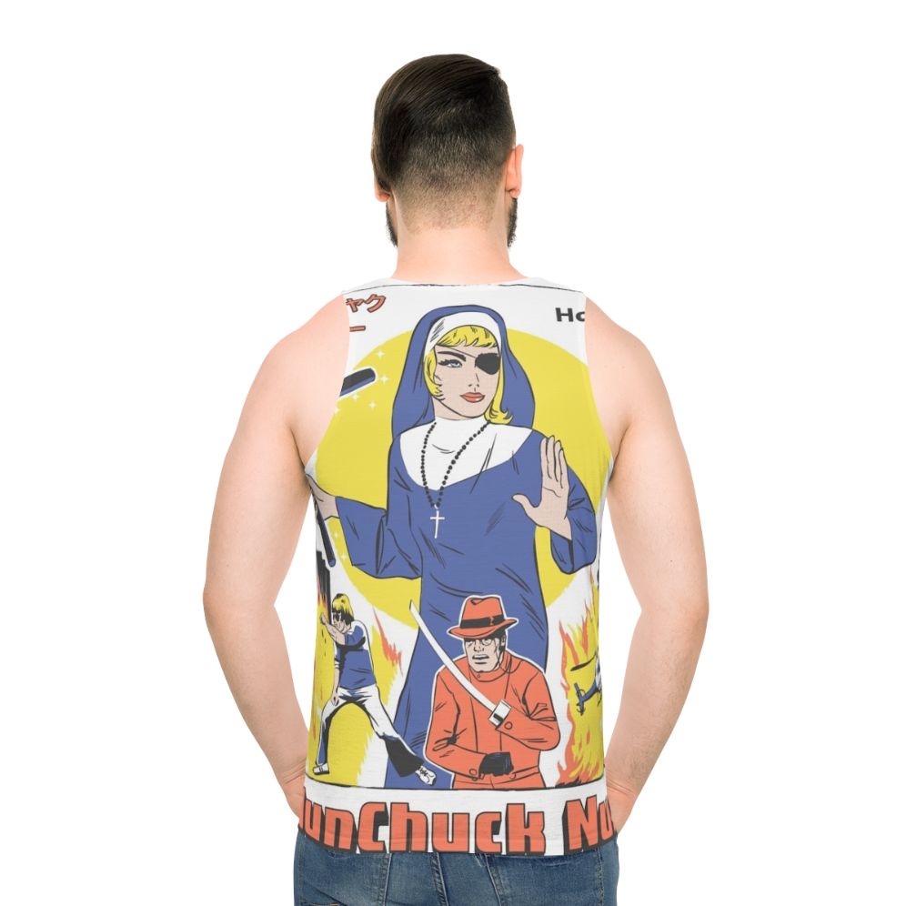 Nunchuck Nun 2 Unisex Pop Culture Parody Tank Top - men back