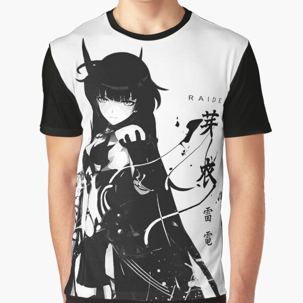 Kiana Kaslana, the Herrscher of Thunder, depicted in a futuristic, fantasy-inspired graphic design on a t-shirt.