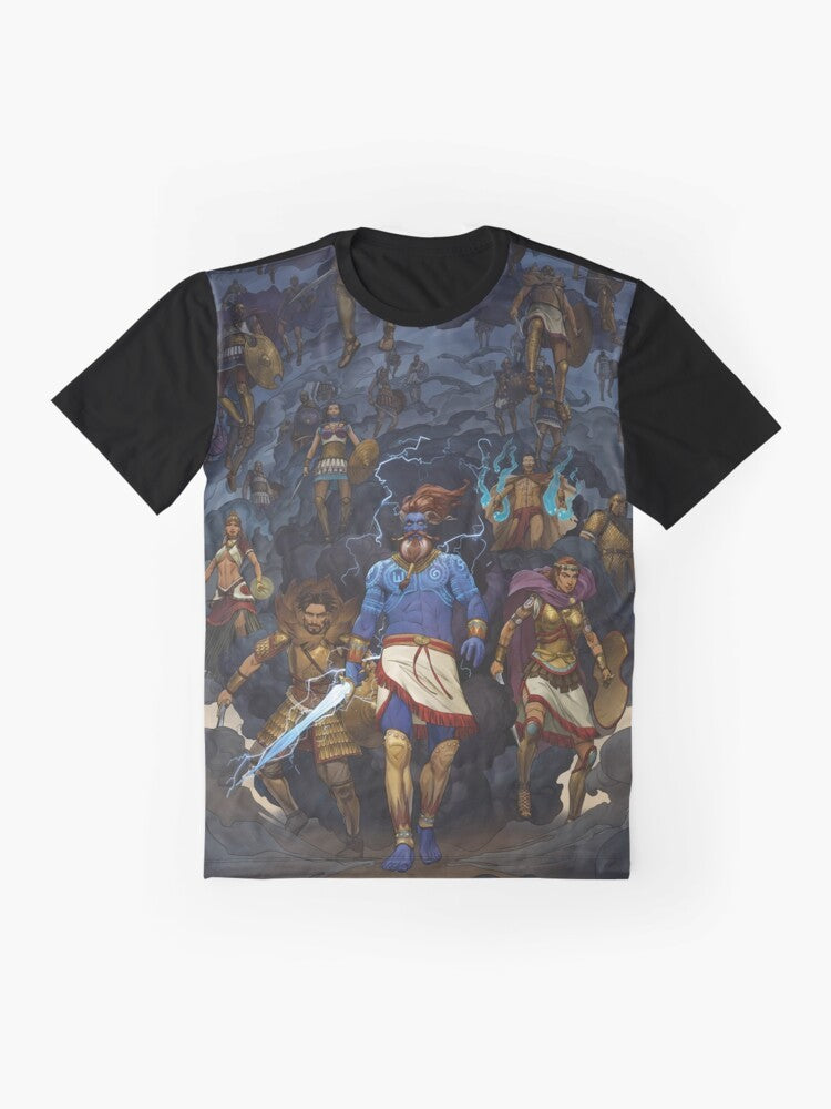 RuneQuest Glorantha Heroes of Orlanth Graphic T-Shirt featuring art by Andrey Fetisov - Flat lay