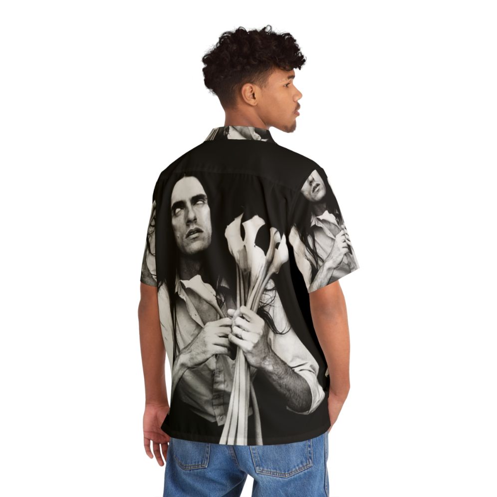 Black and White Hawaiian Shirt with 2019 Peter Steele Tour Graphic - People Back