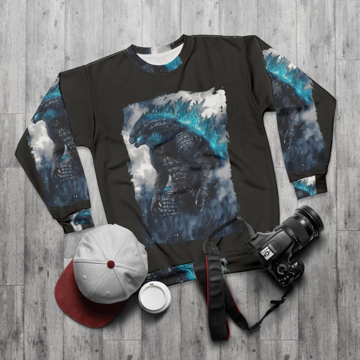 Classic King of the Monsters Godzilla Sweatshirt - flat lay