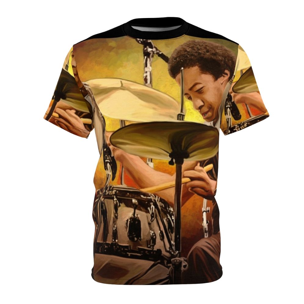 Tony Williams, a renowned jazz drummer, playing the drums.