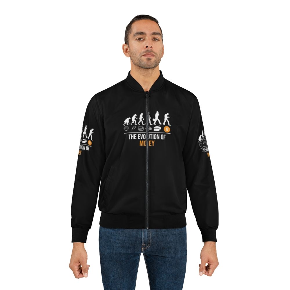 Bitcoin Cryptocurrency Evolution Money Bomber Jacket - Lifestyle