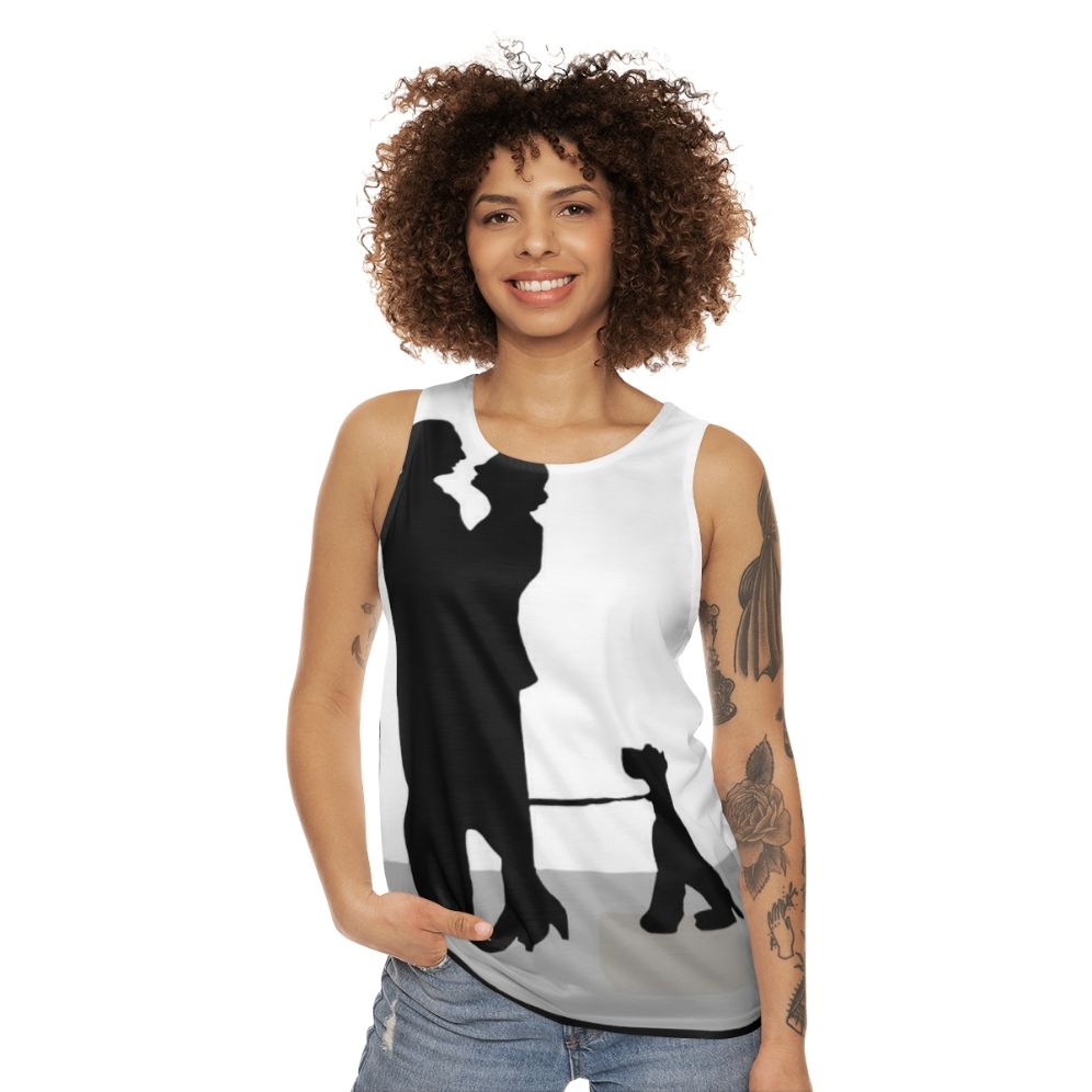 Unisex tank top with "The Thin Man" movie silhouette design - women