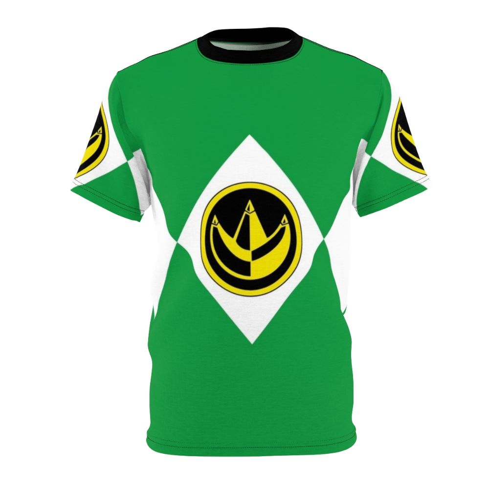 Retro-style graphic t-shirt featuring the Green Power Ranger and Coin from the 90s TV series