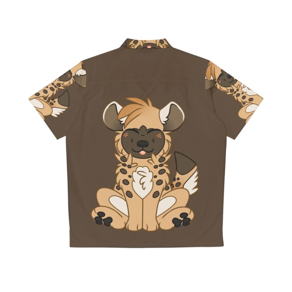 Cute Chibi Hyena Hawaiian Shirt with Colorful Animal Print Design - Back