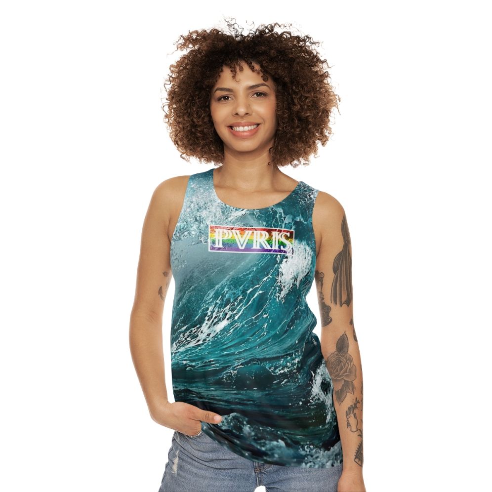 PVRIS Unisex Tank Top with Band Logo and Rainbow Flag Design - women