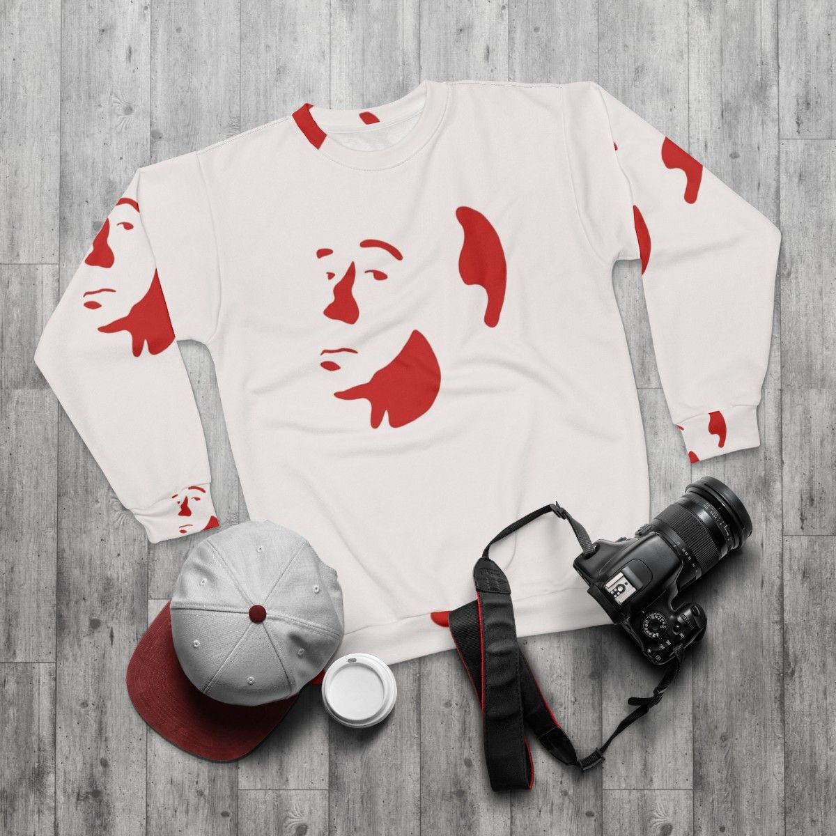 Alfred Hitchcock inspired fan art sweatshirt - flat lay