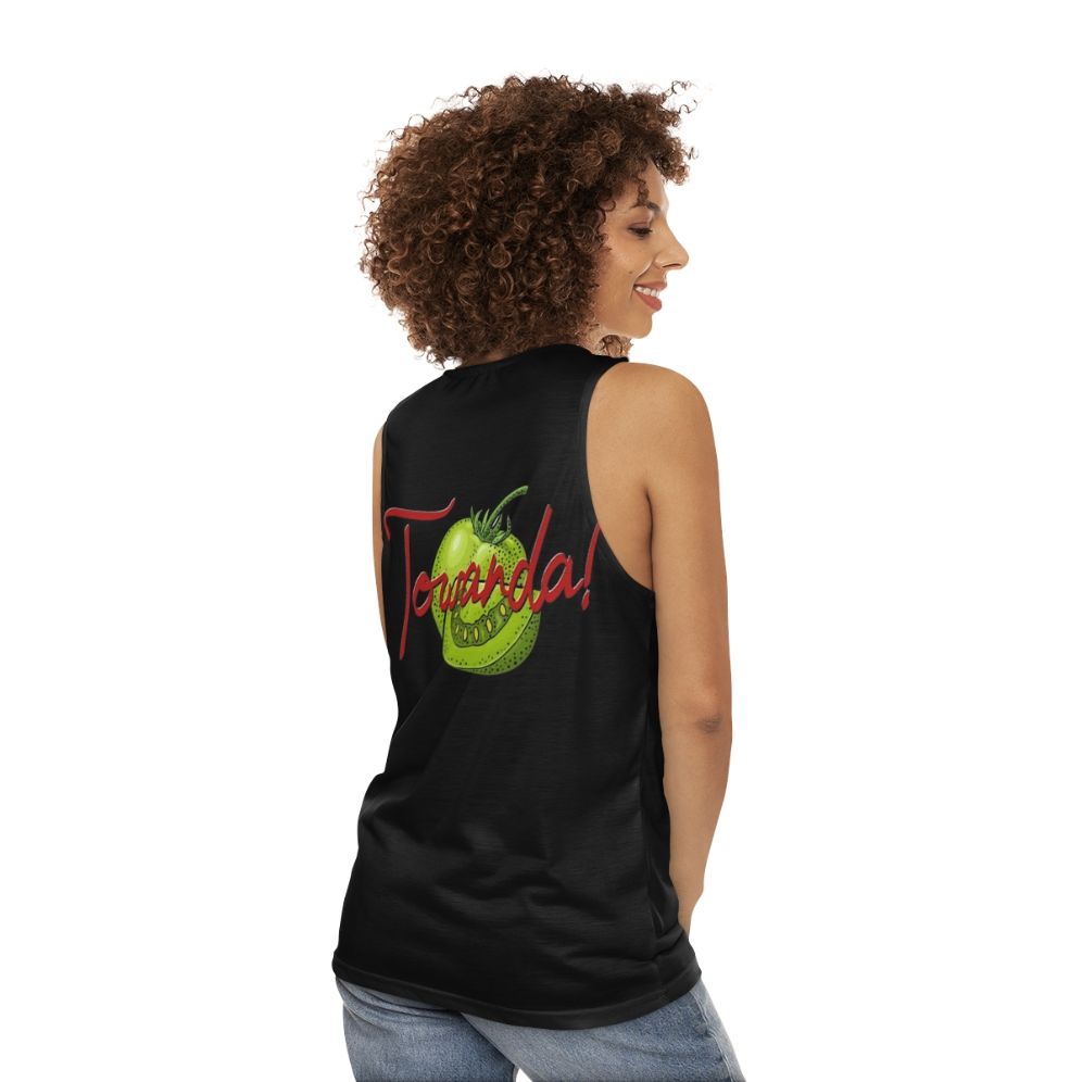 Unisex tank top with Towanda Fried Green Tomatoes graphic - women back