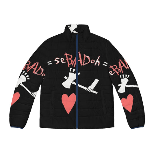 Sebadoh puffer jacket featuring the iconic indie band logo