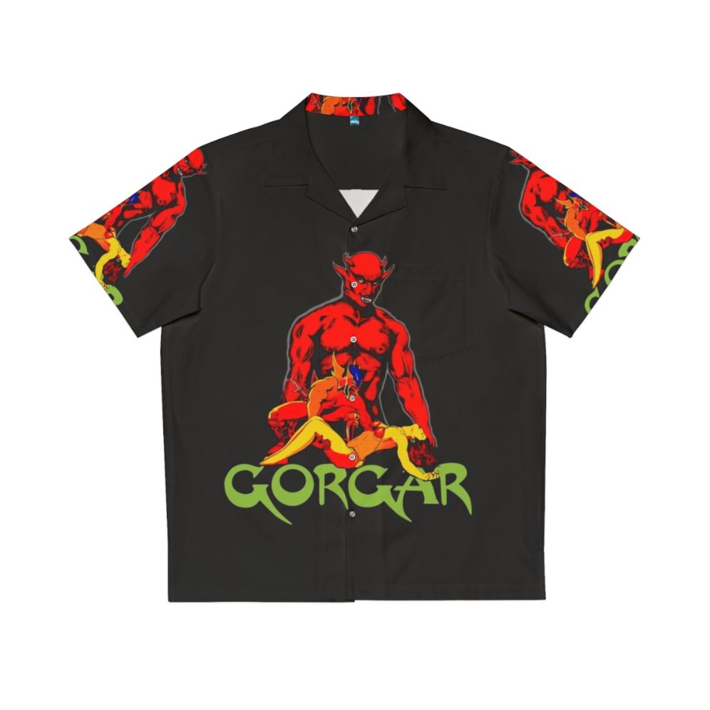 Gorgar Pinball Hawaiian Shirt featuring retro 70s arcade game inspired design