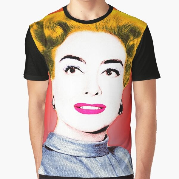 Graphic tee featuring a pop art design of actress Joan Crawford, a Hollywood icon.