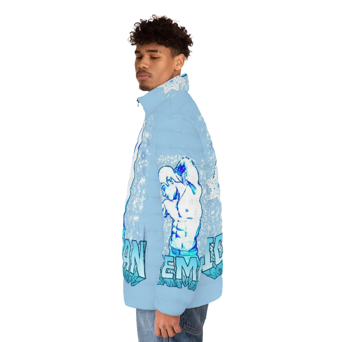 Iceman Puffer Jacket featuring the X-Men's mutant hero with cryokinetic powers - men side left