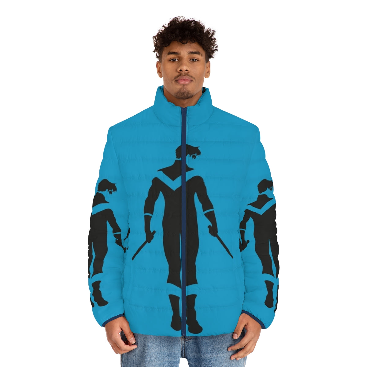 Nightwing Minimalist Puffer Jacket - DC Comics Inspired Superhero Apparel - men front