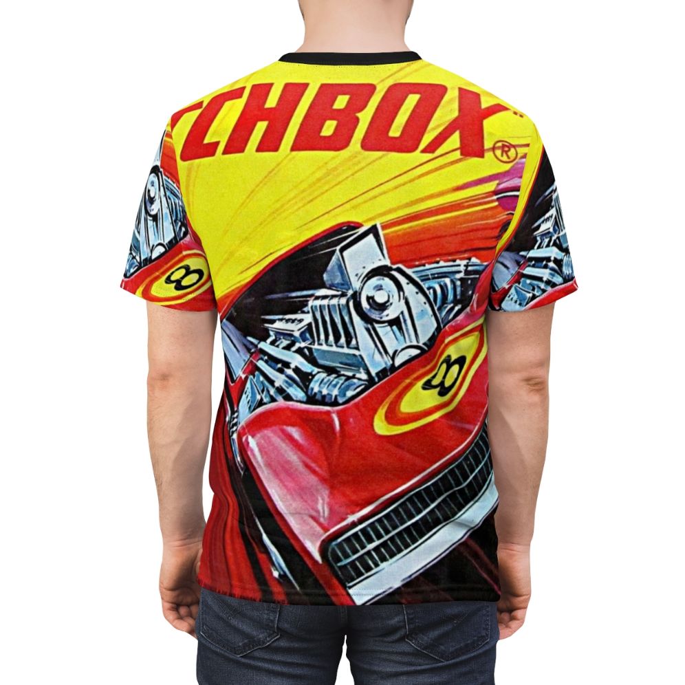 Vintage-inspired Matchbox Superfast racing t-shirt design - men back