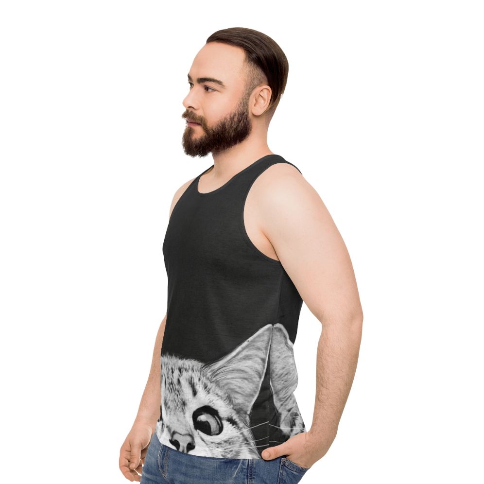 Unisex 'You Asleep Yet?' cat-themed tank top - men side