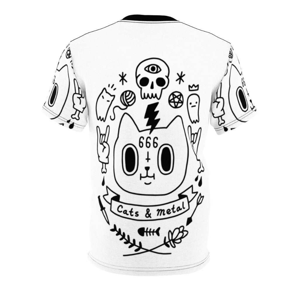 Heavy metal inspired t-shirt with cats and skulls - Back