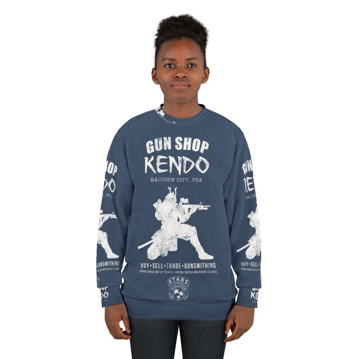 Kendo Gun Shop Sweatshirt featuring Resident Evil survival horror gaming elements - women